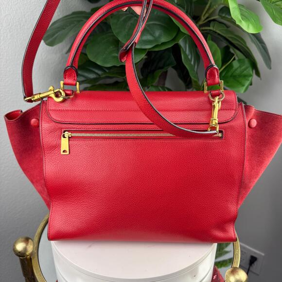 💎✨Authentic Celine Trapeze Bag Pebbled Calfskin Red - Picture 2 of 8